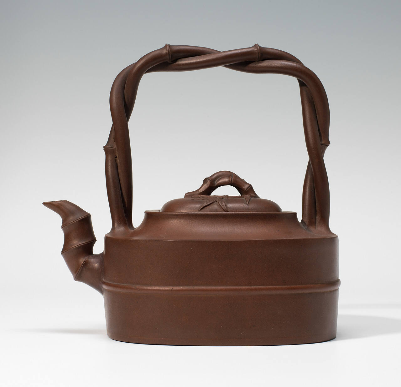 Teapot with Spout and Handle in Bamboo Form