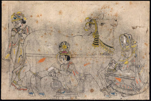Krishna Milking a Cow