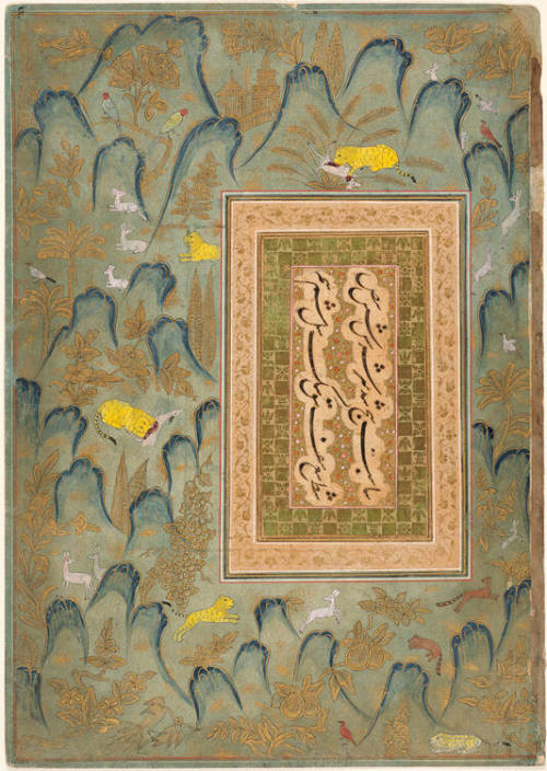 Page of Calligraphy with Illuminated Borders