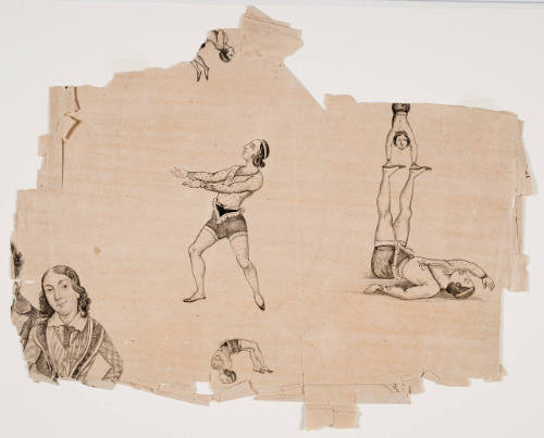Portrait of a European Man and Child, and Studies of Acrobats