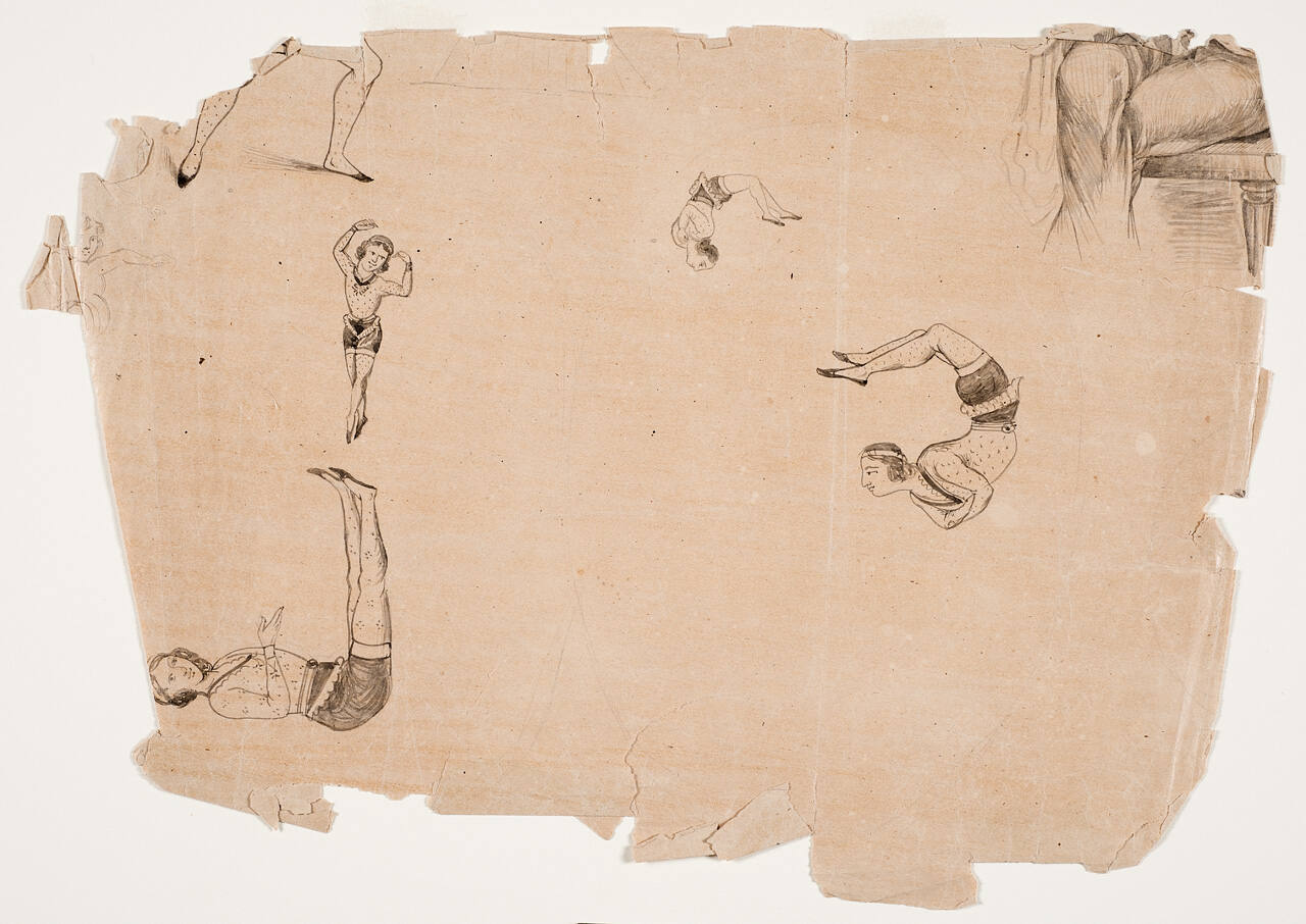 Portrait of a European Man and Child, and Studies of Acrobats