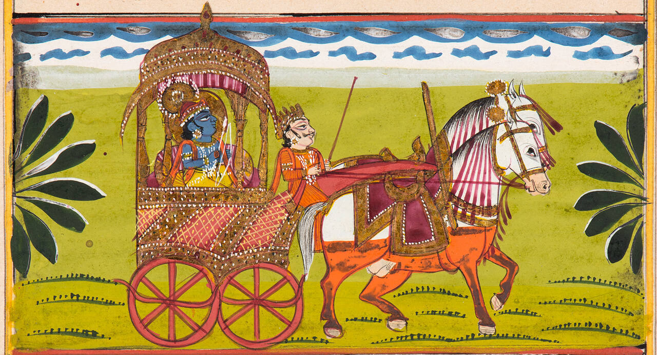 Arjuna in Chariot, with Krishna as Charioteer