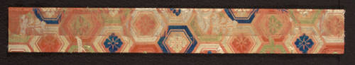 Fragment from Nō robe (karaori type) with design of flowers inside repeating hexagonal pattern (hanabishi kikko)