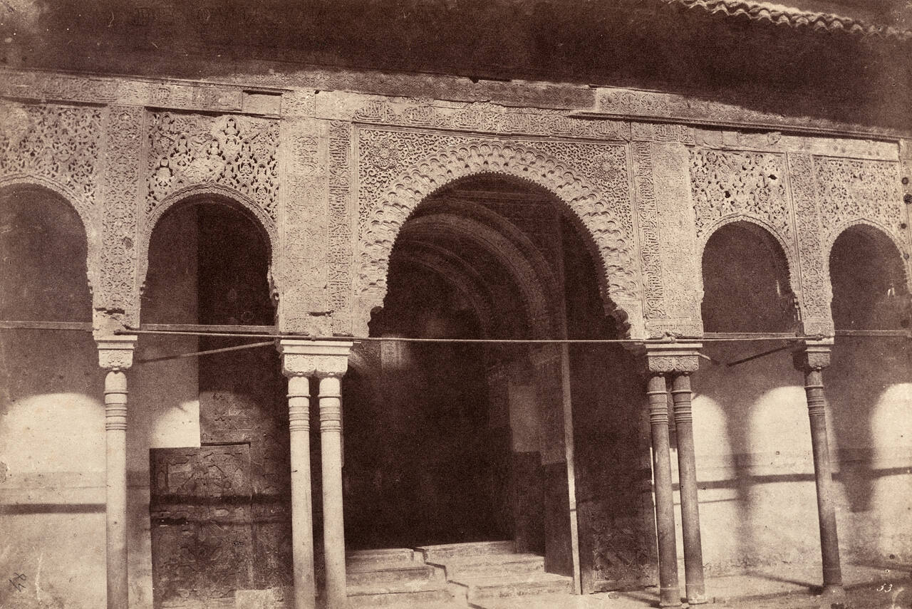 Patio of the Lion's Court under Restoration, Alhambra, Granada, Spain