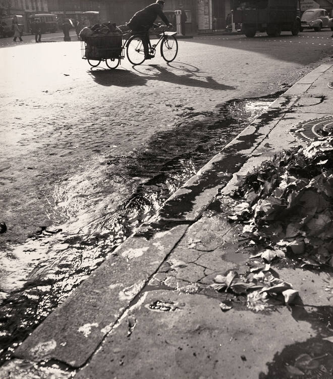 Untitled (Sidewalk with bicyclist)