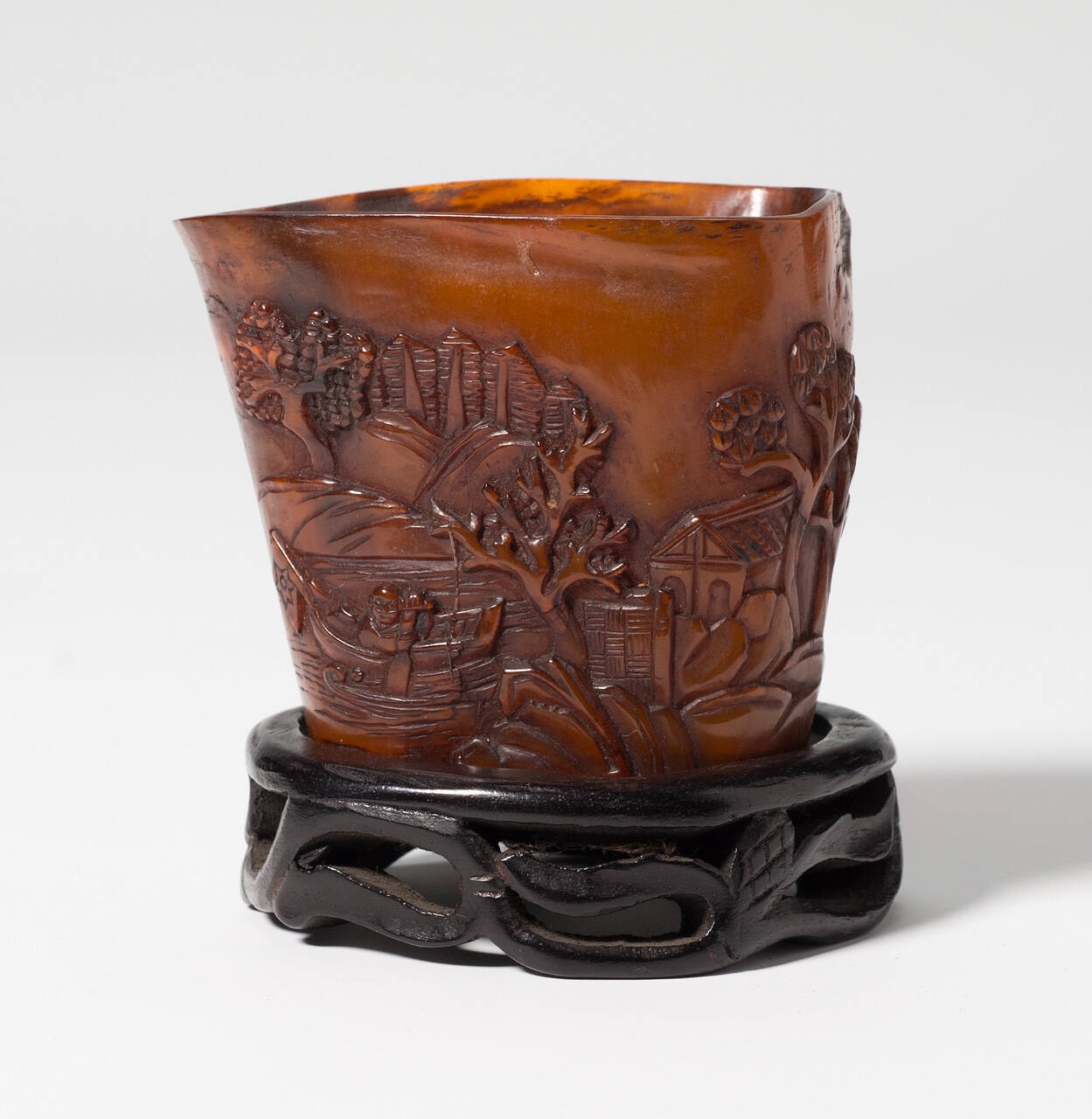 Cup with Trees, Village, and Fishing Scene in Relief