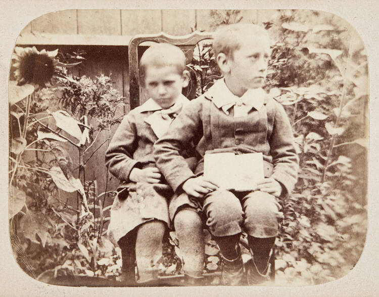 Untitled (two boys in back yard)
