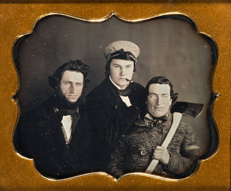 Three woodsmen with an axe