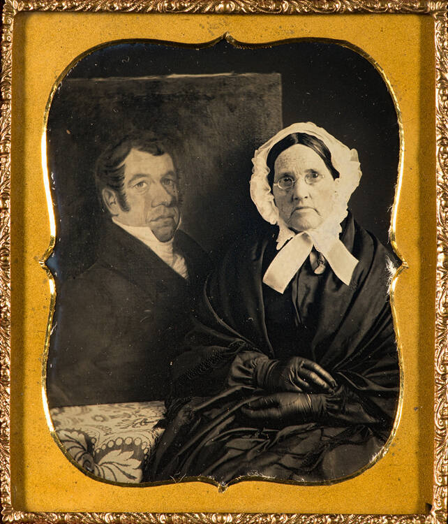 Grandpa and Grandma Martin (woman with painting of husband)