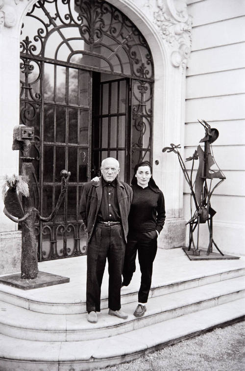Pablo and Jacqueline on the front steps of La Californie, the first day of our friendship
