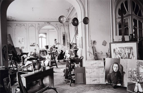 180-degree reverse view from the painting studio, through the salon to the dining room