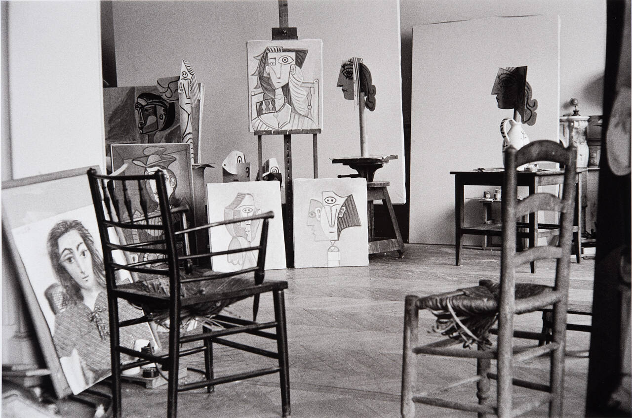Picasso's painting studio at La Californie, in 1957