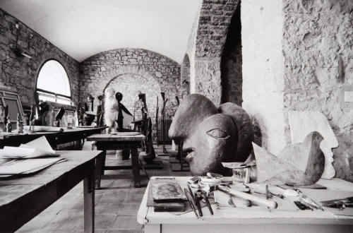 Room with sculptures