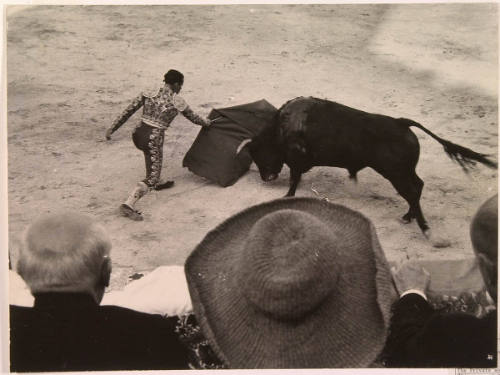 Picasso and Jacqueline Watch the Spanish Matadors in the Ring at Arles
