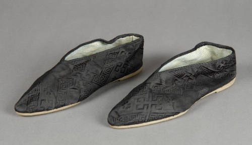 Bridegroom's Costume Pair of Black Satin Slippers