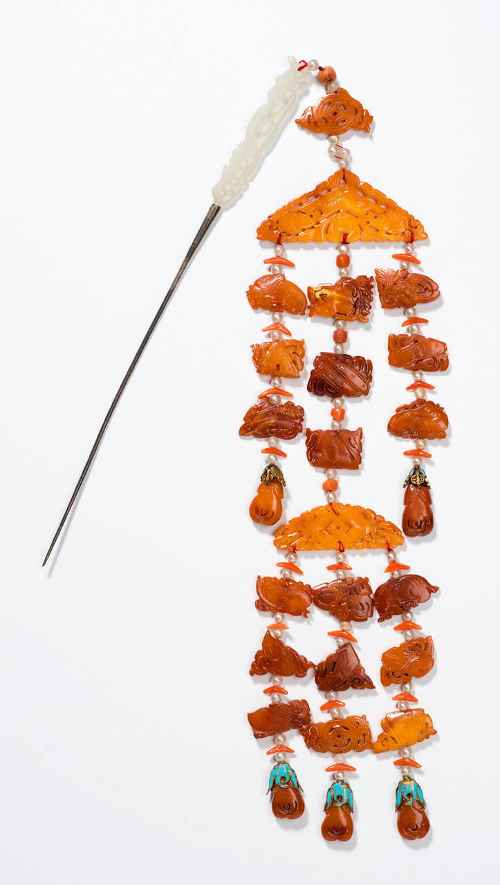 Pair of Amber Hairpins