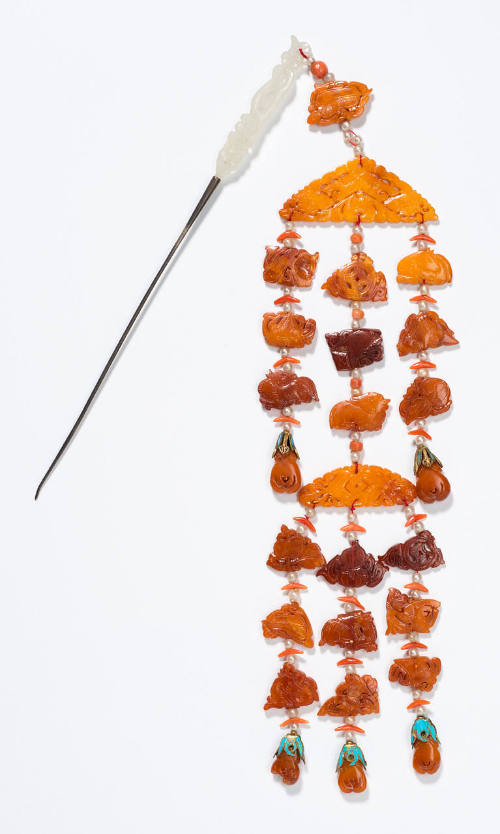 Pair of Amber Hairpins