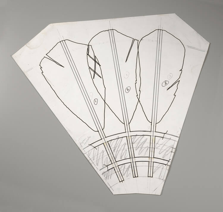 Three Selected Feather Patterns Drawn to a scale 1/8 of the Finished Sculpture