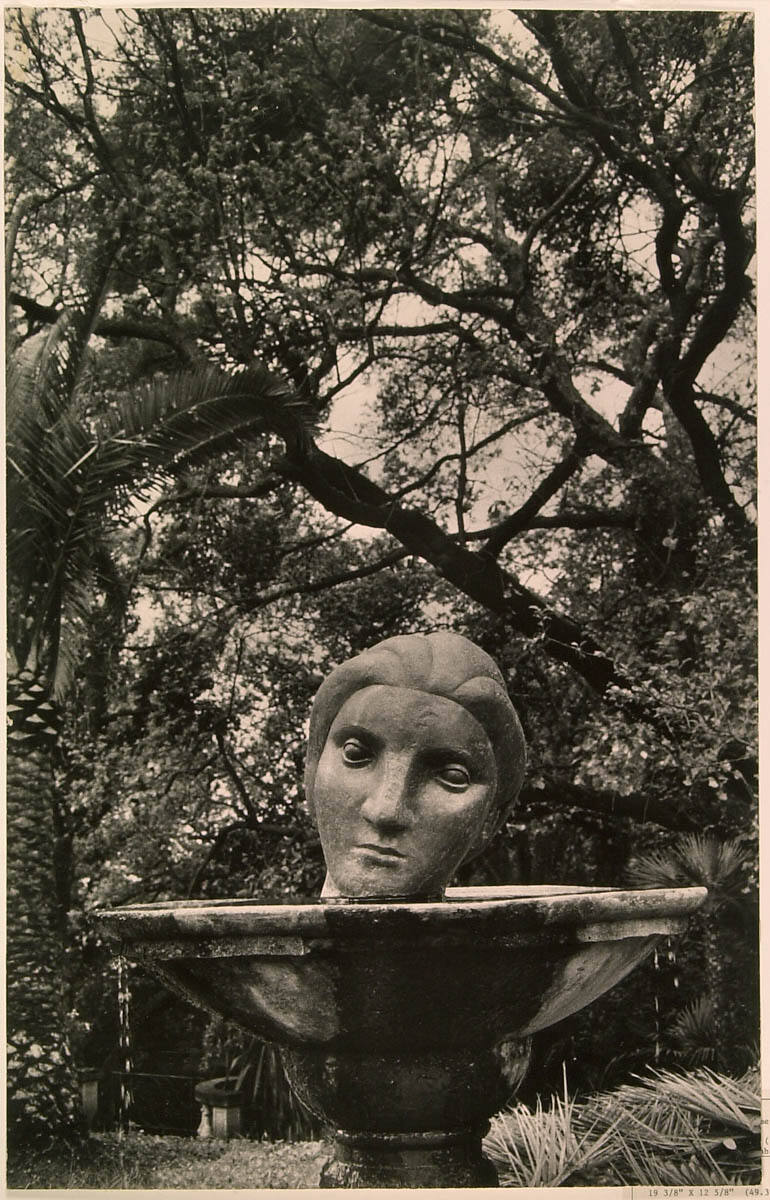 Bronze, Head of Woman, 1931-32, Resting in Bird Bath