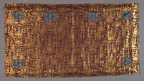 Seven column kesa with design of clouds, manji (reverse swastika; a mystic Buddha symbol); and kotobuki (felicitation) characters