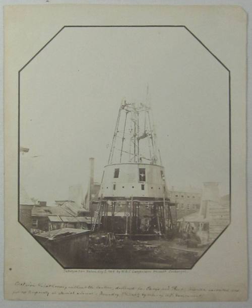 Cast-iron lighthouse under construction