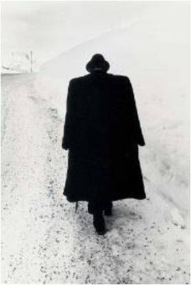 Man against snow
