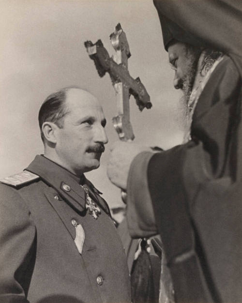 King Boris of Bulgaria being blessed by the archbishop at the inauguration of the University of Sofia