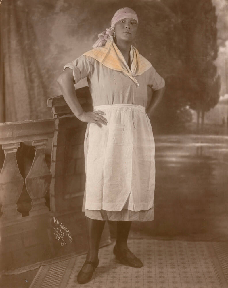 Portrait of a woman in headscarf, New York