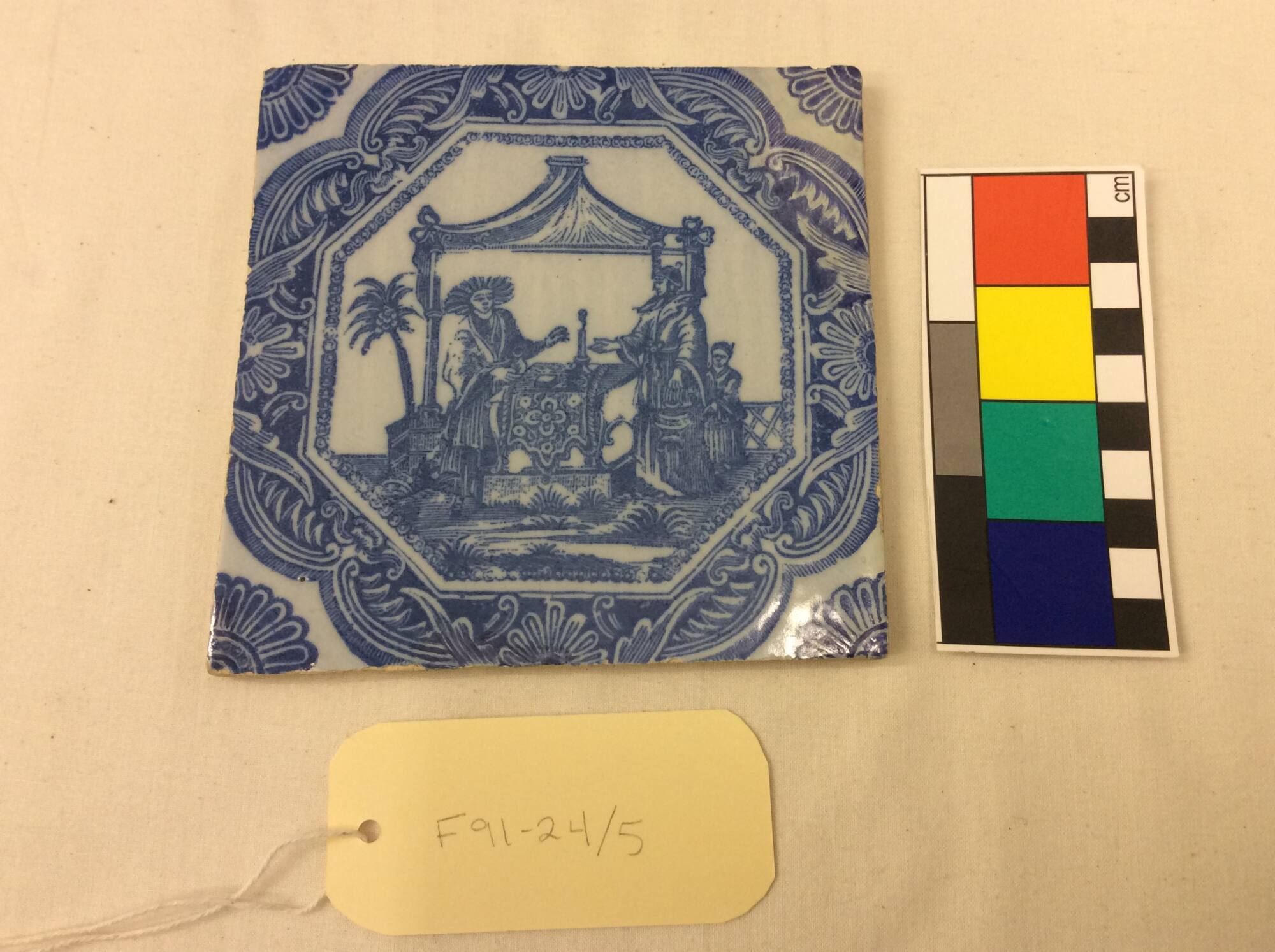Liverpool Tile, Blue Woodblock Printed