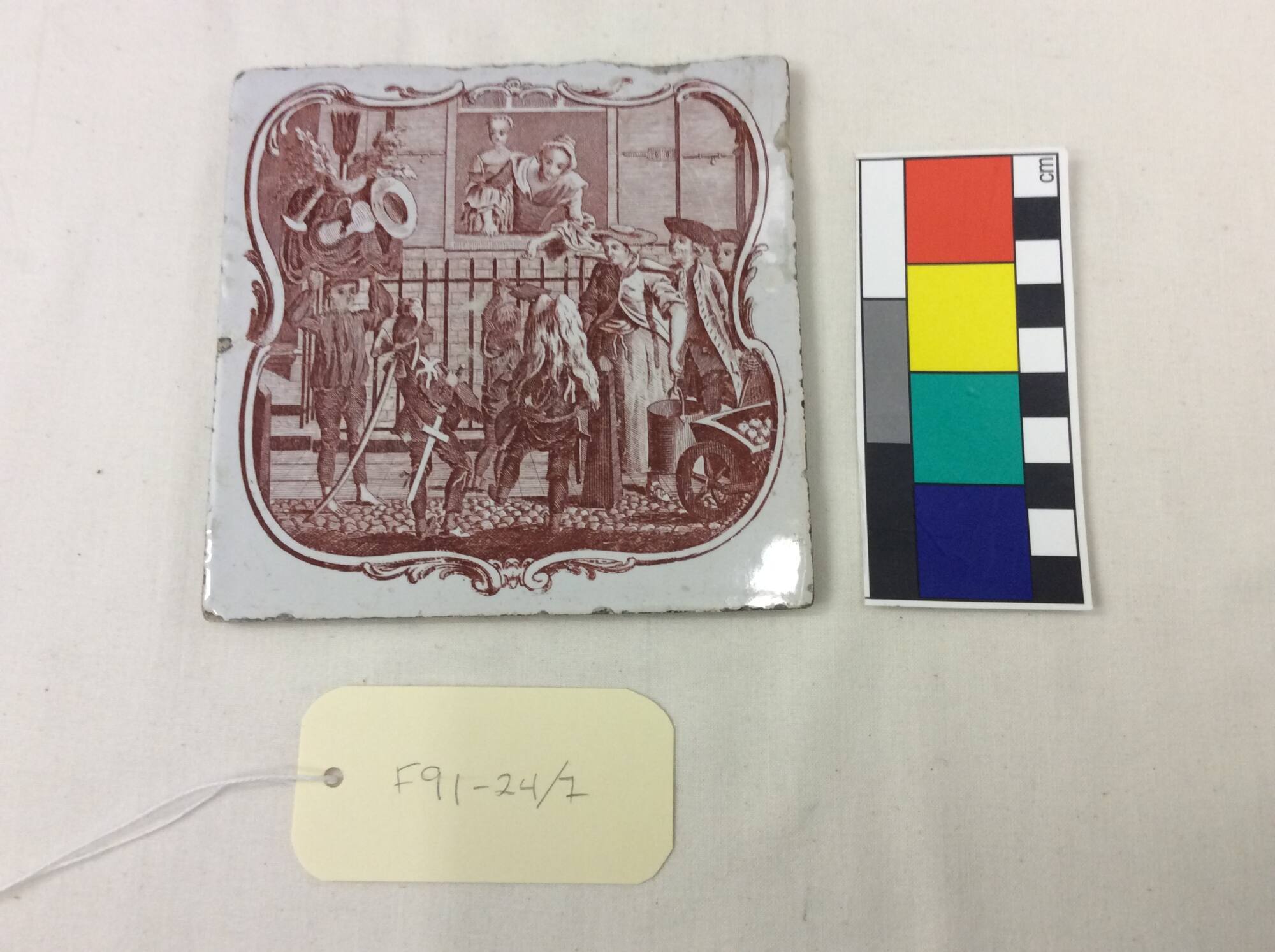 Liverpool Tile, Red Sadler Transfer- printed (Copper Plate), Scene of Child and Chimney Sweep