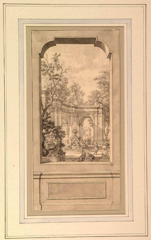 Design for Wall Decoration: Classical Landscape with Fountain
